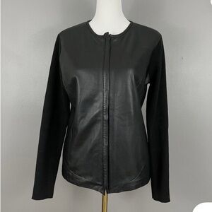 Charter Club leather mixed sweater jacket